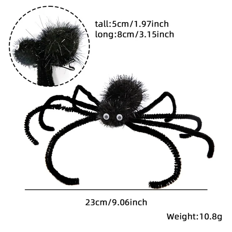 Halloween Spider Hair Clip Children Adults Spider Hairpin Party Decoration Photo Props - Black