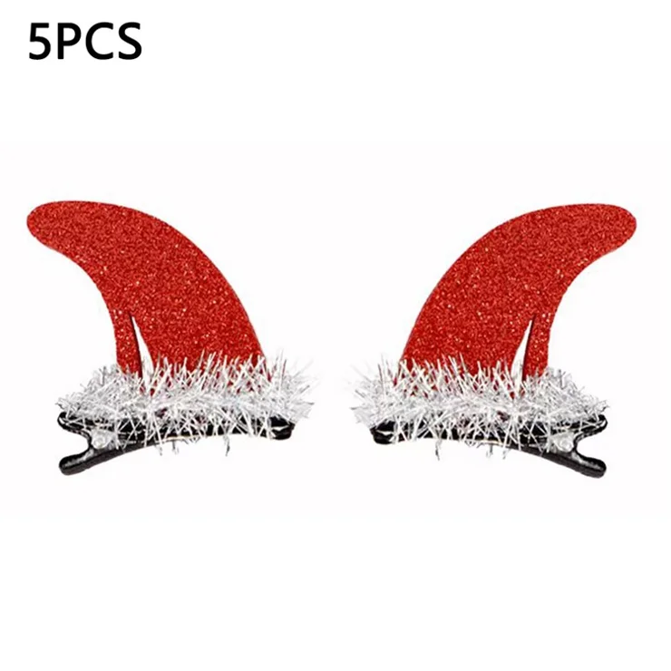 5Pcs Halloween Hair Clips Bat Spider Ghost Witch Kids Girls Mesh Hairpins for Halloween Costume - Red Devil Horn