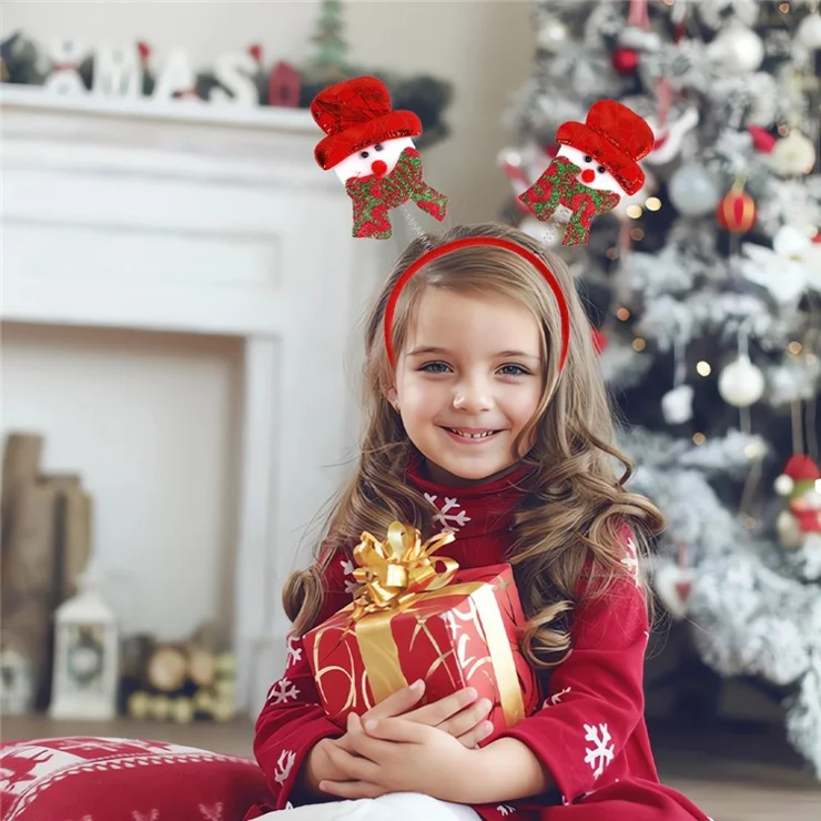 5Pcs Christmas Hair Hoop Spring Santa Claus Snowman Decor Plastic+Cloth Kids Adult Headband - Beard Santa / Red Green Hat