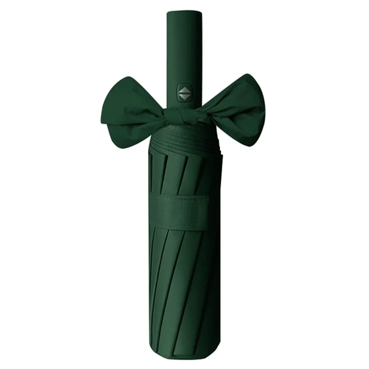 Windproof 12 Ribs Tri-fold Folding Umbrella Automatic Sunshade Umbrella - Blackish Green