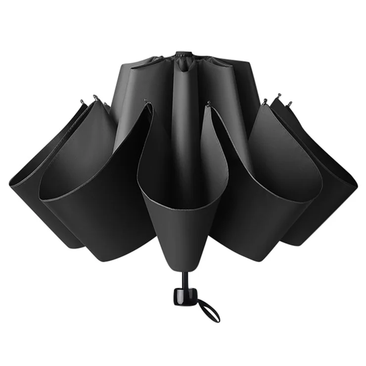 Windproof 12 Ribs Tri-fold Folding Umbrella Automatic Sunshade Umbrella - Blackish Green