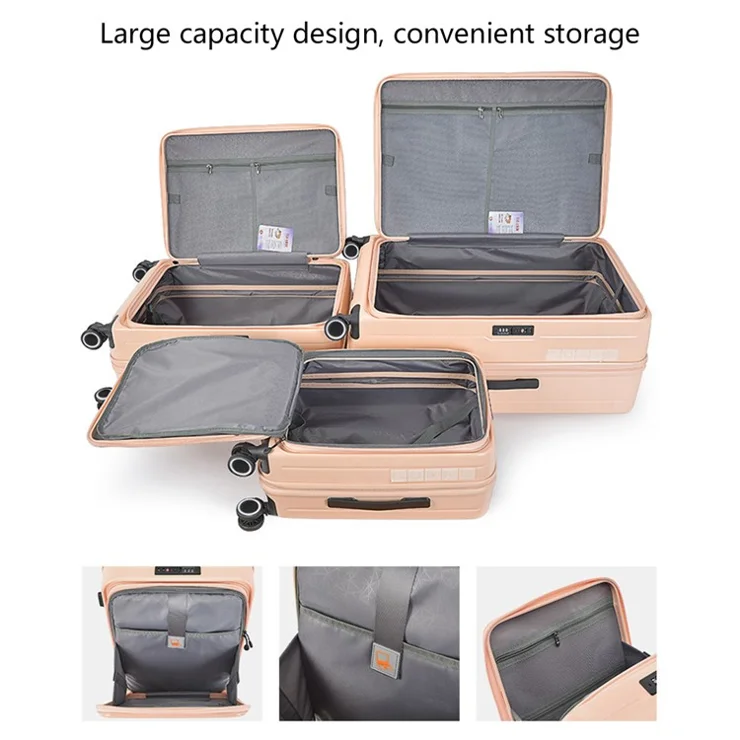 24-Inch Travel Suitcase 43x27x67cm Front Opening Pocket Carry On Luggage for Women Men - Black