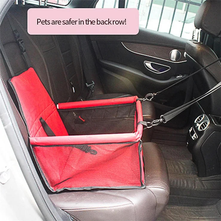 Pet Dog Booster Waterproof Puppy Cat Carrier Seat Foldable Oxford Cloth Pet Car Basket with PVC Tube Frame - Red