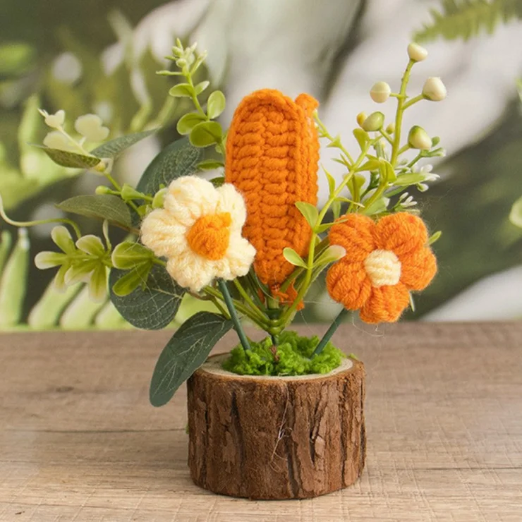 Vasi fioriti all'uncinetto con fiori artificiali - Regalo per la mamma