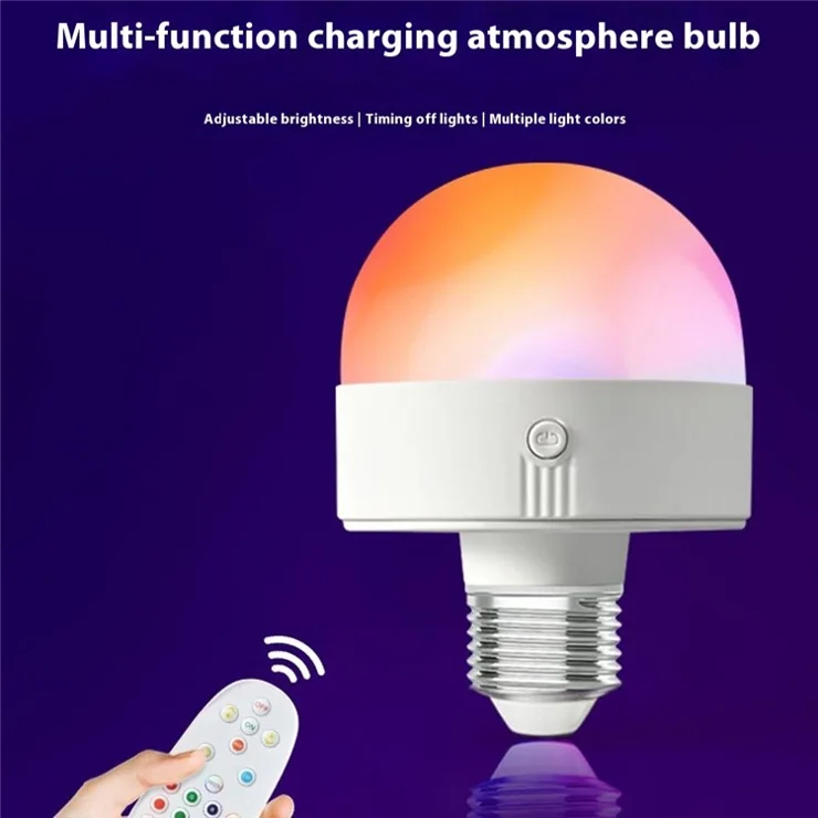 LED Rechargeable Bulb Detachable Base Magnetic Emergency Light - 3 Light Color