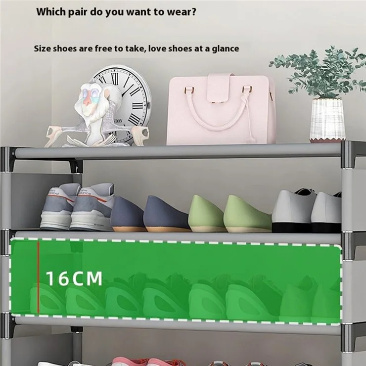5 Layers Space Saving Shoe Rack Shoe Storage Organizer Shelf for Apartment Entryway, 54 x 26 x 72cm - Grey