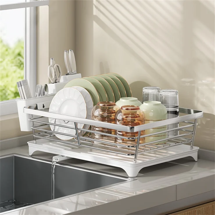 Stainless Steel Dish Drying Rack Kitchen Organizer Utensil Holder