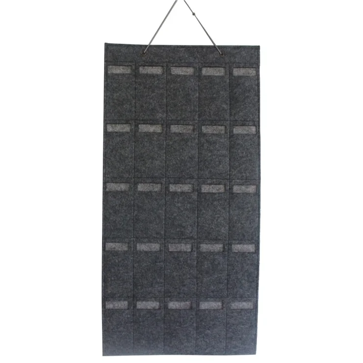 25 Slots Wall Hanging Felt Sunglasses Holder Bag Eyeglasses Storage Pouch Organizer, Style B - Dark Grey