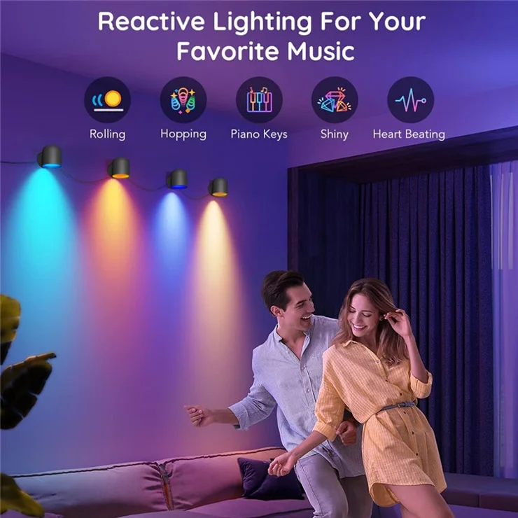 BLX-01 4Pack RGBIC LED Light Smart Wall Sconces Music Sync Home Decor Tuya WiFi Wall Lights Work with Alexa - EU Plug