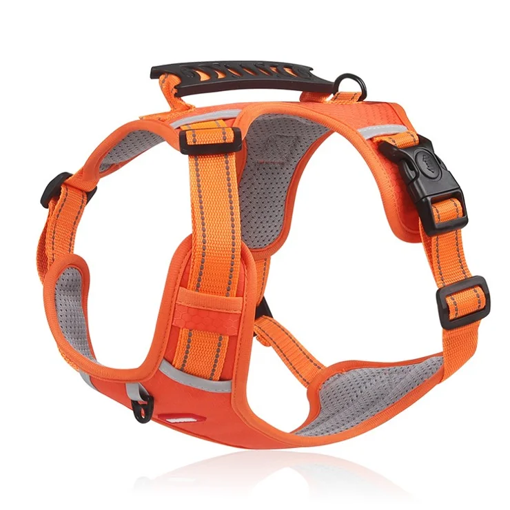 DUOMM HT-524 Breathable Pet Dog Harness Reflective Puppy Safety Vest with Control Handle ST - Orange / M