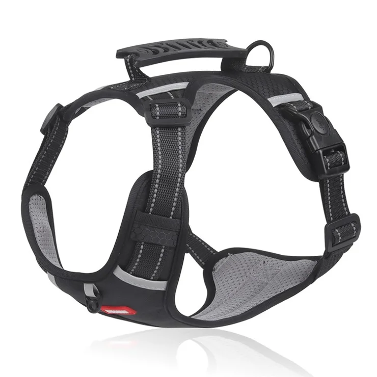 DUOMM HT-524 Breathable Pet Dog Harness Reflective Puppy Safety Vest with Control Handle ST - Black / M