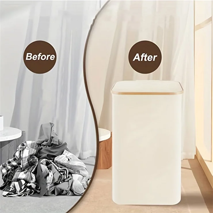JJTZ 100L Large Foldable Laundry Basket with Lid Dirty Clothes Waterproof Oxford Hamper - Beige