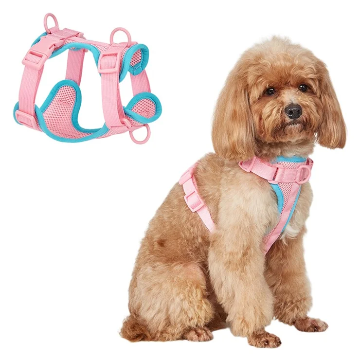 Breathable Mesh Adjustable Dog Cat Harness Summer Pet Vest Harness, Size S - Pink