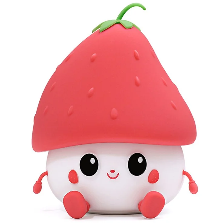 Strawberry Night Light USB Rechargeable Nursery Lamp 2 Brightness Dimmable Squishy Night Light for Bedroom - Red
