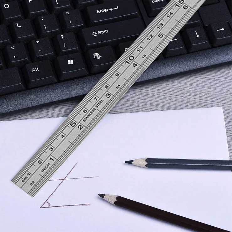 16 Inch Ruler Stainless Steel Ruler Set - 12 Inch & 6 Inch Metal Rulers ...