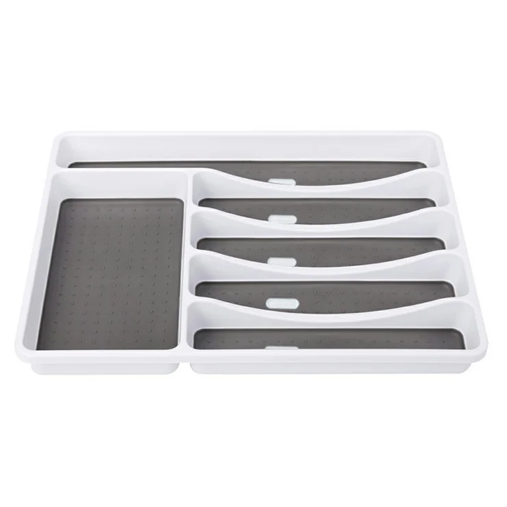 Organizzatore Posate Per Cassetto - 6 Scomparti, Bianco, 40x32.5x5 Cm, Antiscivolo