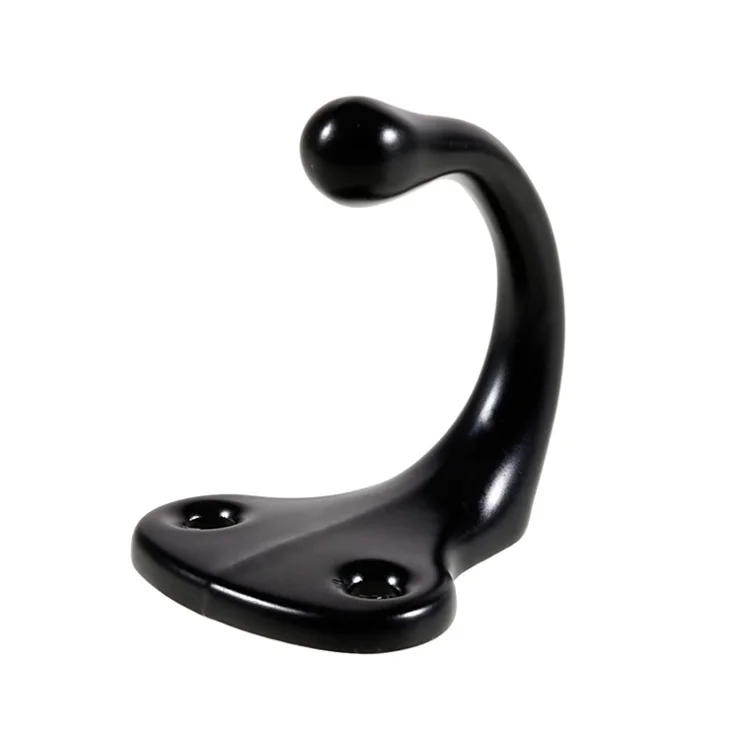 Vintage Zinc Alloy Door Wall Wardrobe Hanging Hook Clothes Hat Bag Hanger Hook with Screws - Black