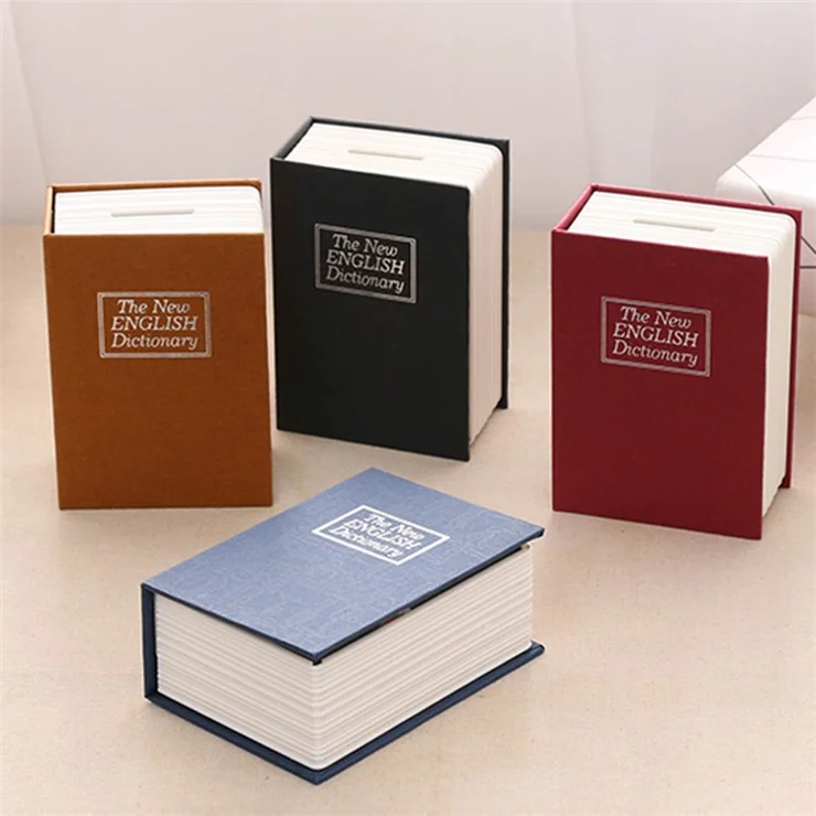 Bulk Purchasing Size M Metal+Plastic Book Safe Key Locking Storage Box Children Piggy Bank Cash Organizer - Black