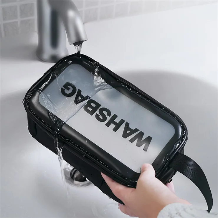 PVC Cosmetics Bag Toiletry TPU Bag Travel Bag Waterproof Aboard Bag for Travel Gifts and Daily Use, Size: S - Black