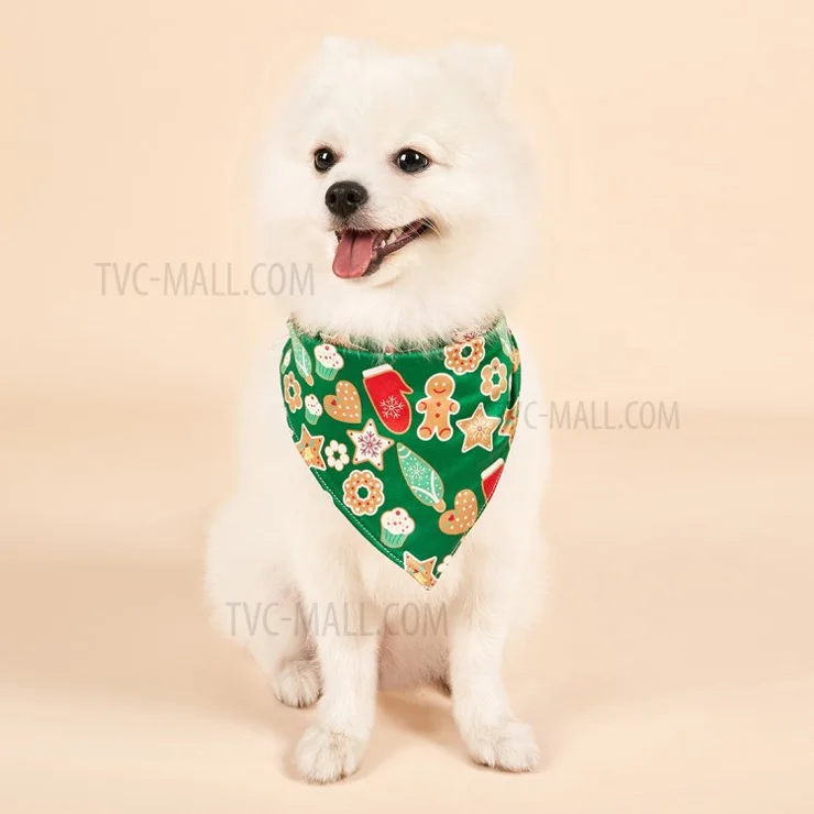 Christmas Dog Bandanas Pet Bib Bandanas Pet Scarf Washable Dog Bib Costume [Size: S] - Biscuit