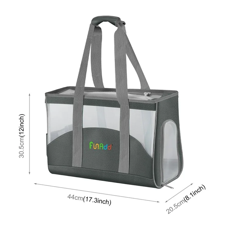 FUNADD FA1002 Nylon Cloth Pet Cat Carrier Bag Tote Handbag for Small Dog - Grey