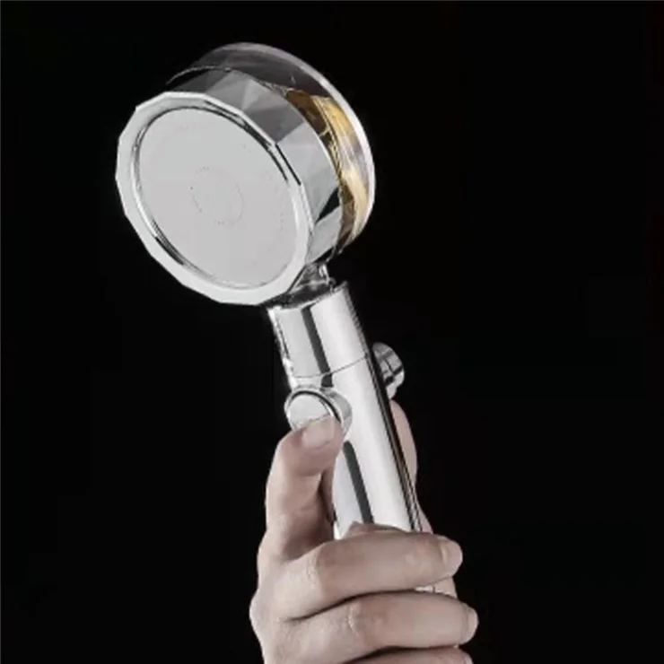 High-Pressure Shower Head Handheld Turbo Fan 360-degree Spinning Water Saving Hydro Jet Shower Head with Filter - Gold