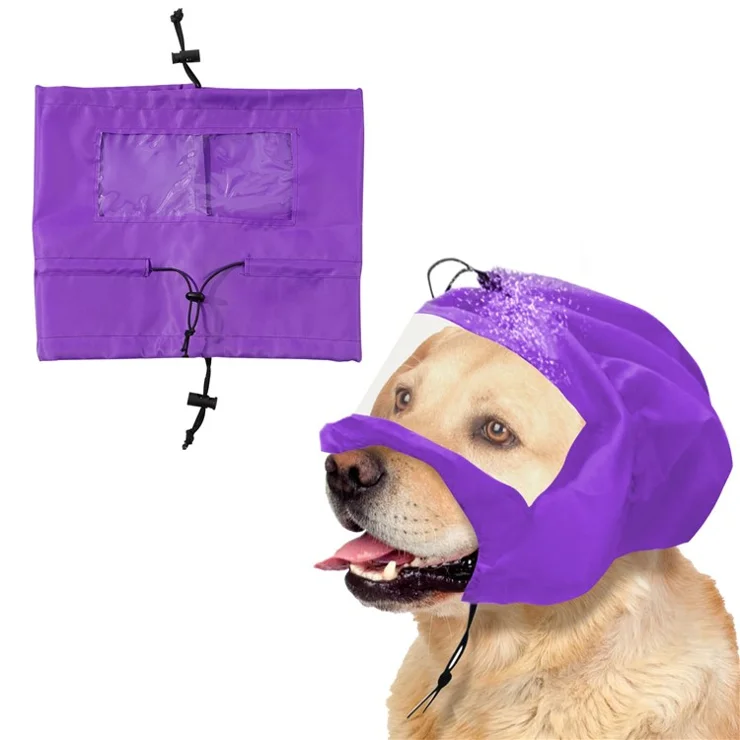 Oxford Cloth Pet Dog Shower Cap Ears Eyes Protection Swimming Bathing Dog Hat - Purple