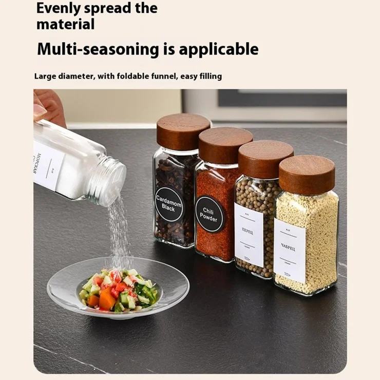 24Pcs 4oz Square Spice Jar Transparent Glass Seasoning