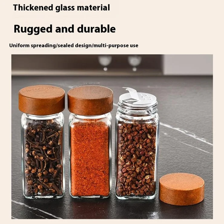 36Pcs 4oz Square Spice Jar Transparent Glass Seasoning
