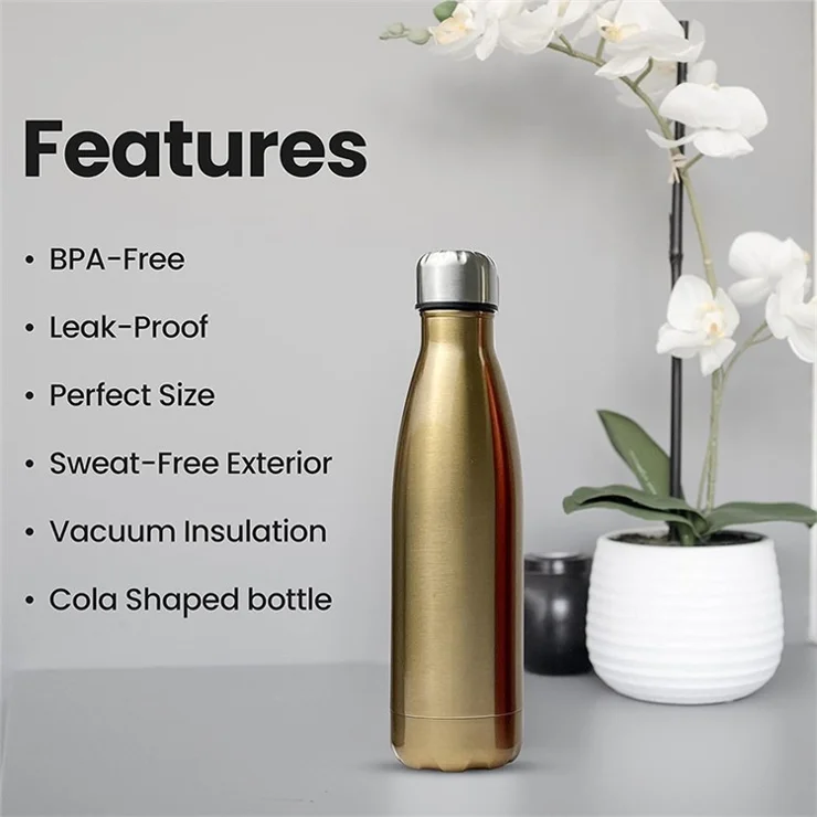 JUNSUNMAY 350ml 304 Stainless Steel Double Layer Vacuum Insulation Cup Cycling Water Bottle (BPA-Free, No FDA Certification) - Steel Color