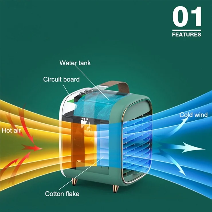 YX-Y3 240ml 2000mAh Portable Mini Desktop Air Cooler Mist Maker Fan Ventilator Combinations Fan Humidifier Sprayer Fan for Home/Office/Bedroom - White