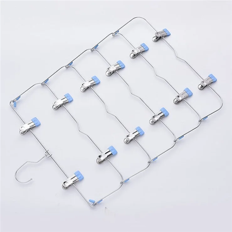 High Manganese Steel 6-Layer Folding Skirt Clip Hanger Space-Saving Vertical Closet Pants Organizer - Pink