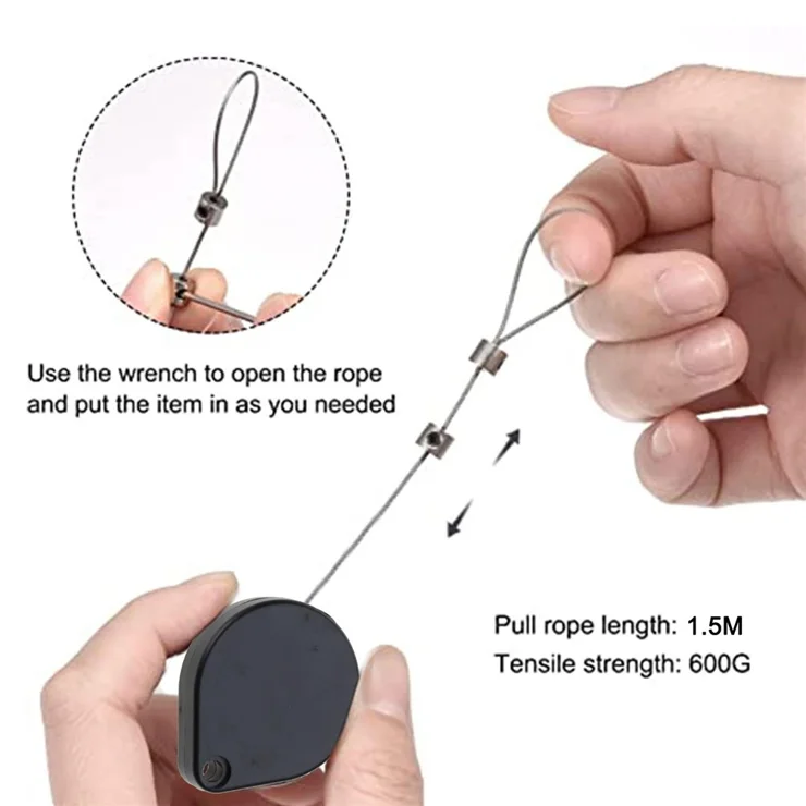 Cavo Sicurezza Retrattile QUARKZMAN - Anti-Smarrimento Per Telefono, TV, DVD, 100cm - Foto 4