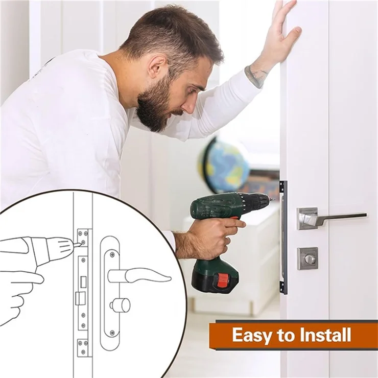 7-inch Door Latch Guard Plate L-Shaped Stainless Steel Door Security Protector Latch Cover - Stainless Steel Color