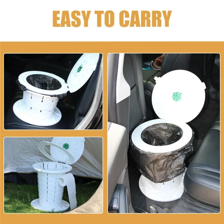 Retractable Portable Toilet 150kg Capacity Plastic Foldable Travel Camping Toilet Potty for Adults Kids - White