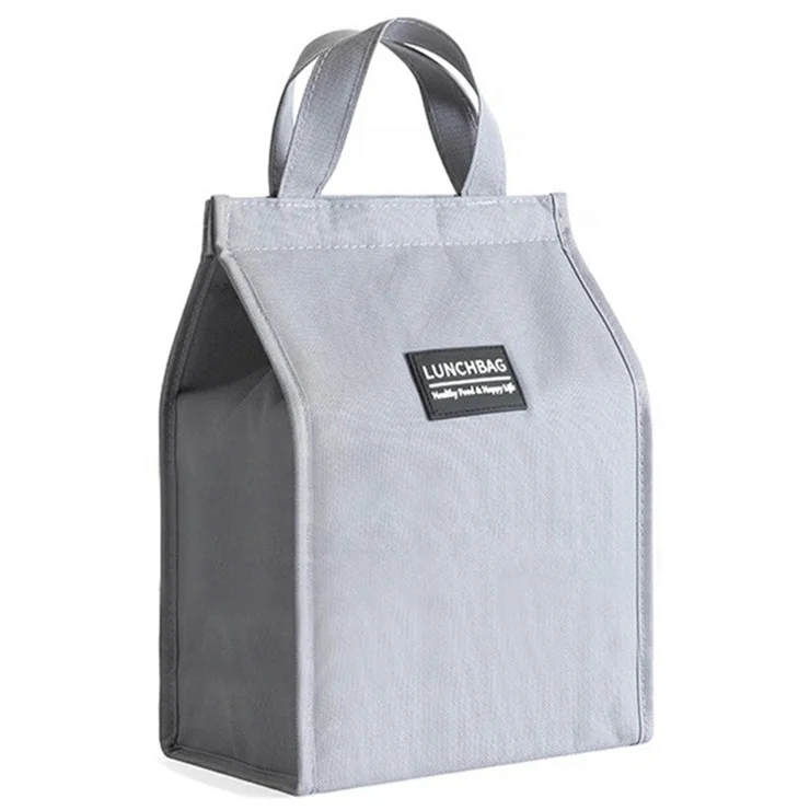 26x34x16cm Insulated Lunch Bag Work School Aluminum Foil Aluminum Cloth Bento Carrier Tote Bag - Grey