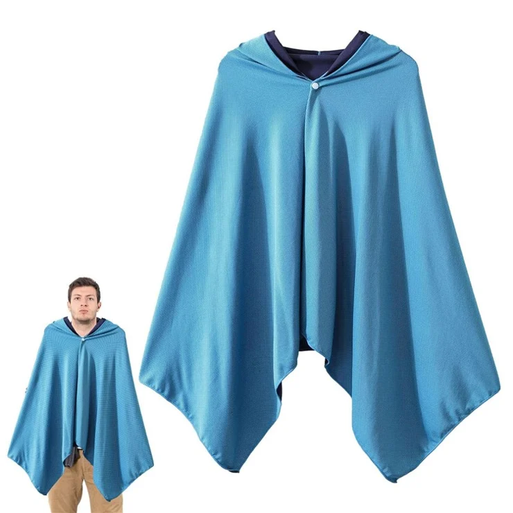 Quick Dry Summer Cooling Beach Shawl Sweat Absorbent Sun Protection Outdoor Hooded Poncho - Purple