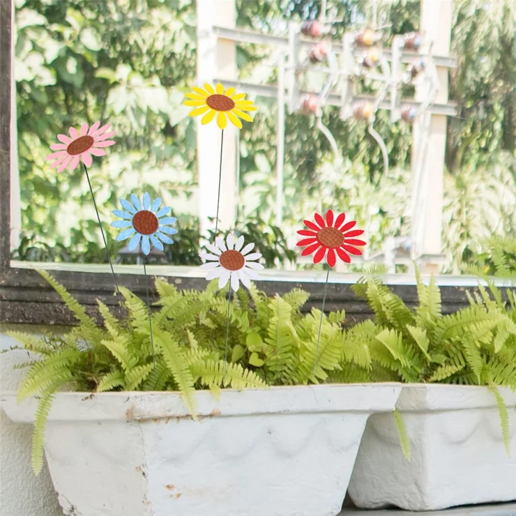 2 Stück Sonnenblumen Gartenstecker - Wetterfeste Metall-Deko Für Außenbereich