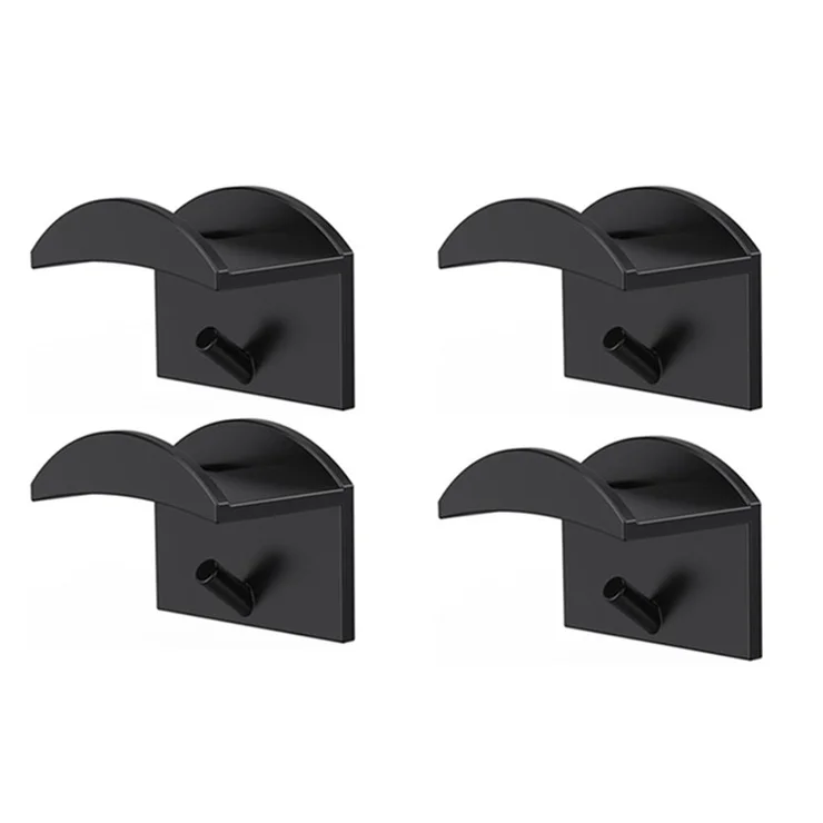 4Pcs Adhesive Hat Holder Hook for Baseball Cap Wall Mount Organizer Plastic Minimalist Hanger Rack - Black