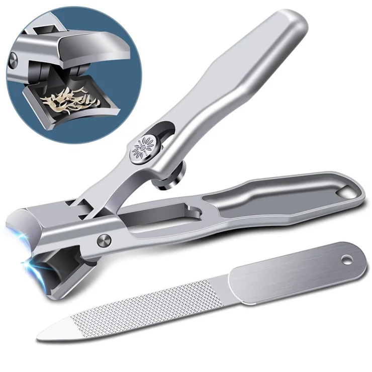 Anti-splash Nail Clipper Stainless Steel Fingernails Toenails Cutter Nail Trimmer Manicure Tool - Silver