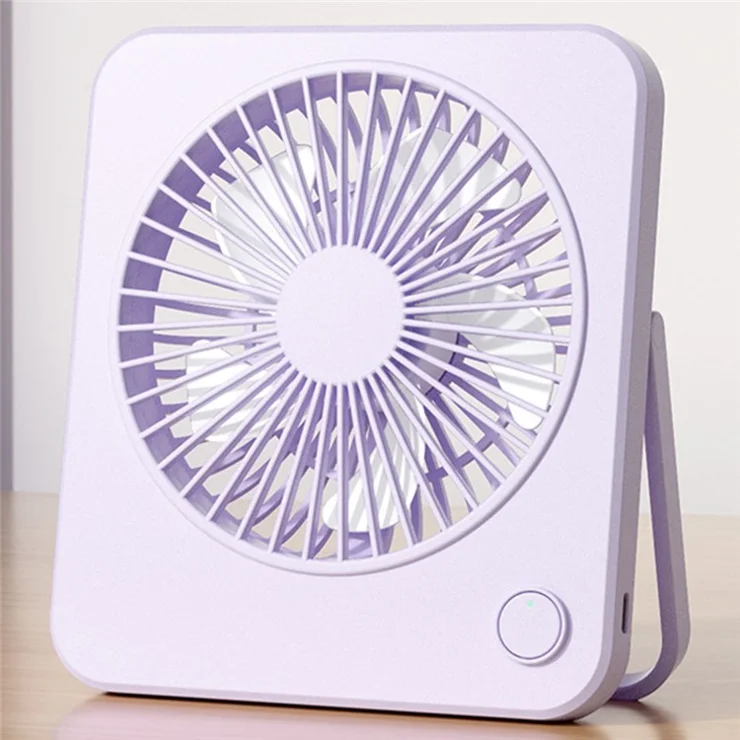 W70 Ultra Thin Desktop Fan USB Rechargeable Quiet Portable Handheld Fan with 1200mAh Battery - Purple