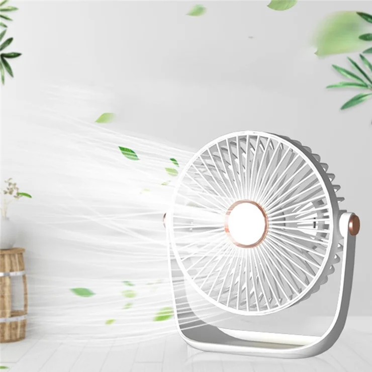 6 Inch USB Charging Desk Fan Quiet Three Blades Portable Table Fan with Night Light - Navy Blue