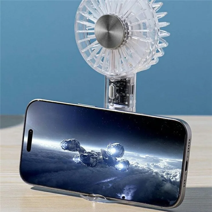Desktop Mini Fan Portable Handheld Cooler with 3 Speed Settings / Colorful Atmosphere Light - Green