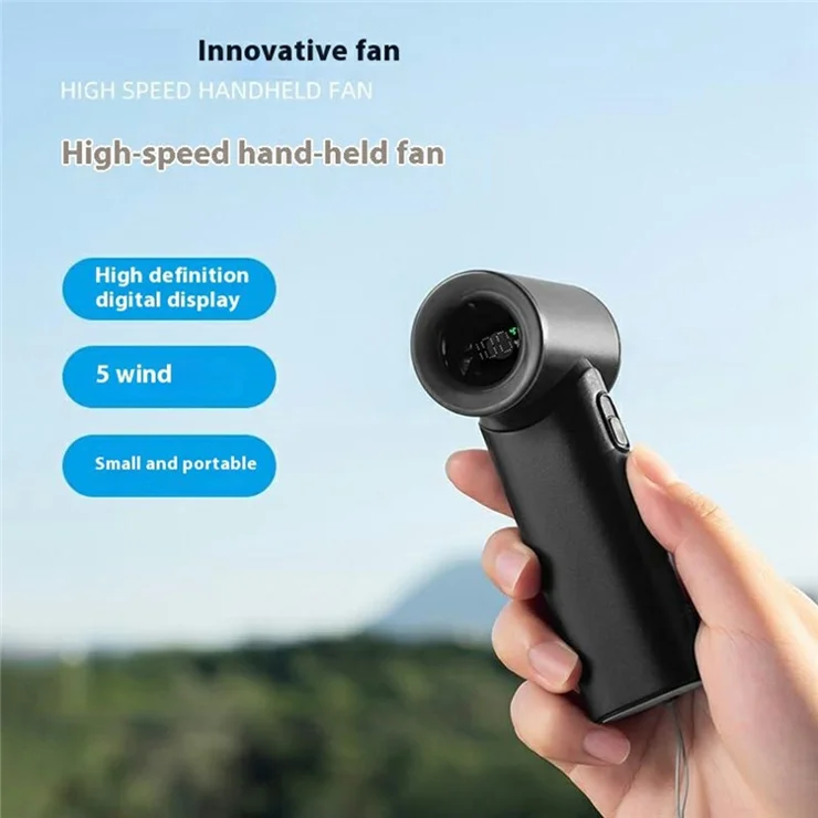 Handheld USB Rechargeable Turbo Fan 5 Speed Adjustable Portable Bladeless Cooling Fan - Beige