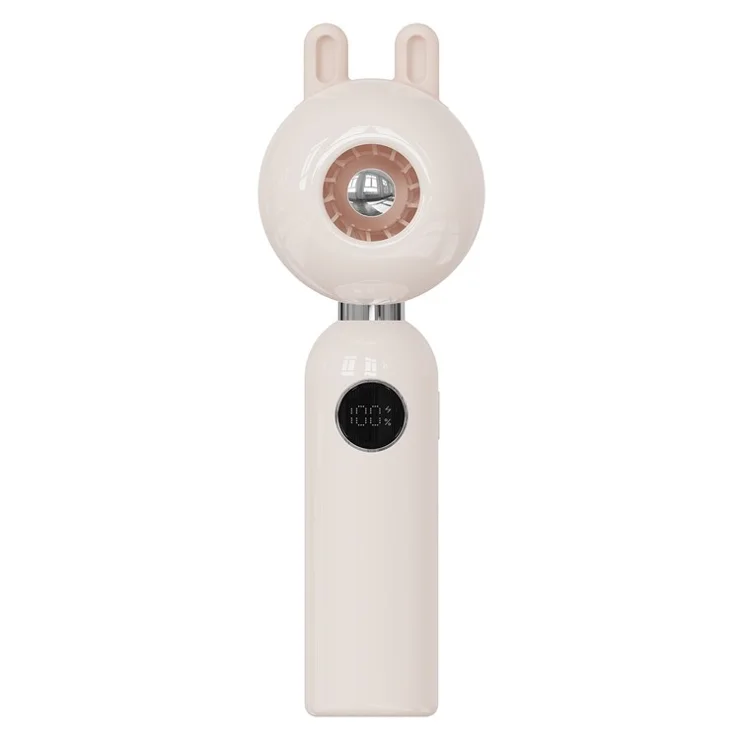 C05 Cute Animal Ears Handheld Mini USB Fan Portable 100 Speeds Desktop Fan for Home Office - Pink Rabbit
