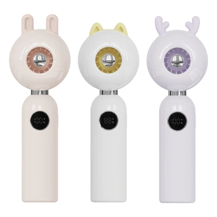 C05 Cute Animal Ears Handheld Mini USB Fan Portable 100 Speeds Desktop Fan for Home Office - Yellow Cat