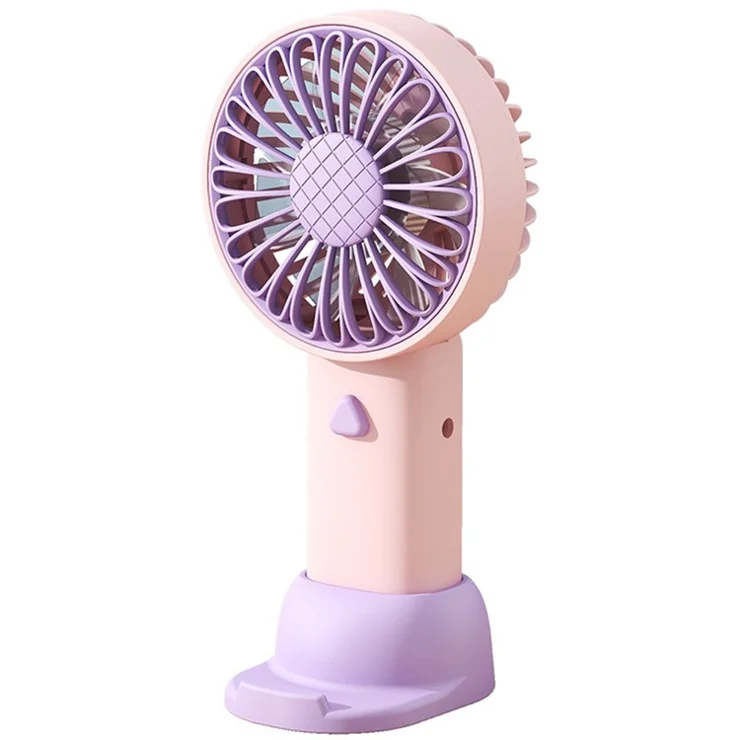 F011 Sunflower Shape Mini Desk Fan Rechargeable Portable Cooling Fan with Phone Holder - Purple