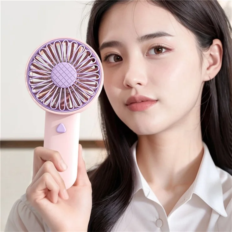 F011 Sunflower Shape Mini Desk Fan Rechargeable Portable Cooling Fan with Phone Holder - Orange