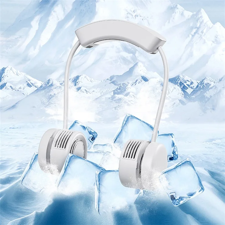 Y23 Refrigeration Neck Fan Retractable Soft Hose Hands-free Portable Fan for Running Cycling - White