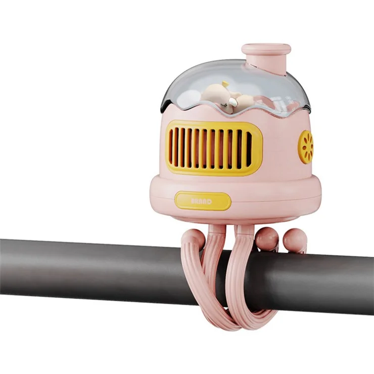 Stroller Cooling Fan Flexible Tripod Clip-on Silent Fan Handheld Personal Fan for Dormitory (No Shaking) - Pink